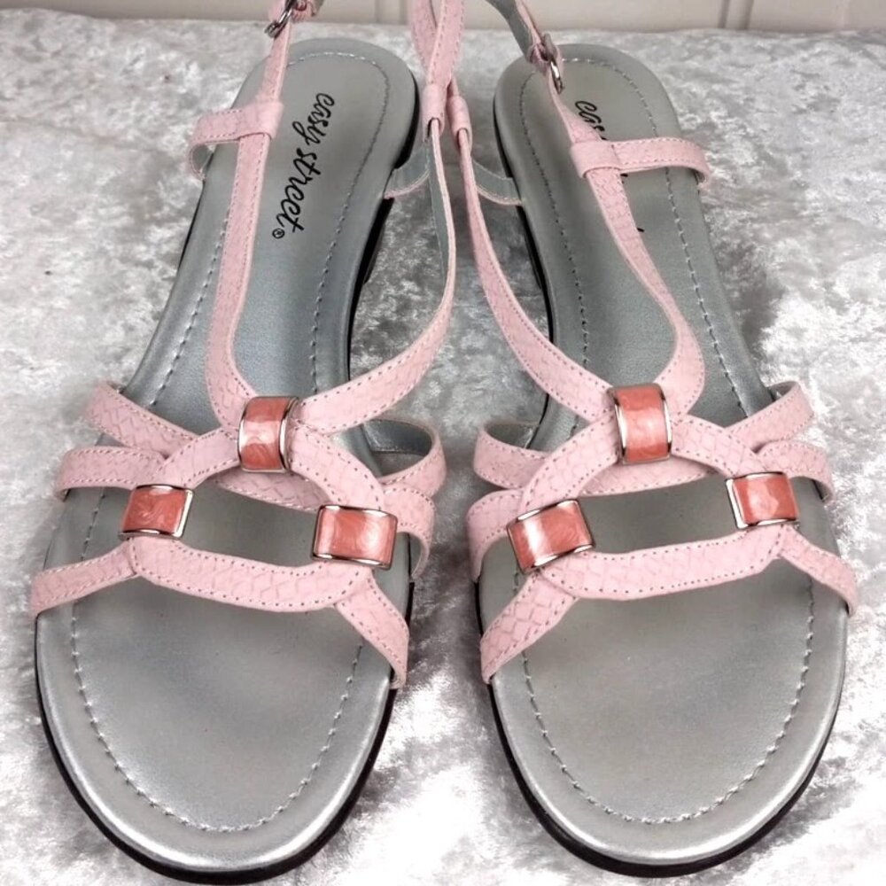 Easy Street Womens Pink Animal Print Perfecta Low Hee